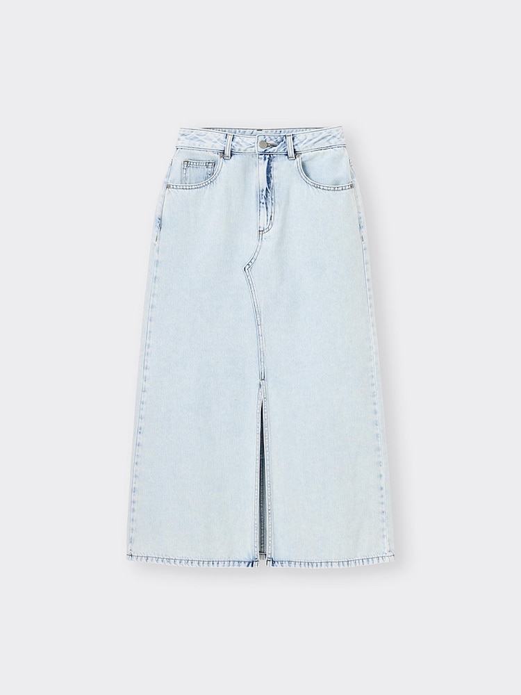 GU公式 | デニムフロントスリットロングスカート(丈標準86.0～93.0cm)