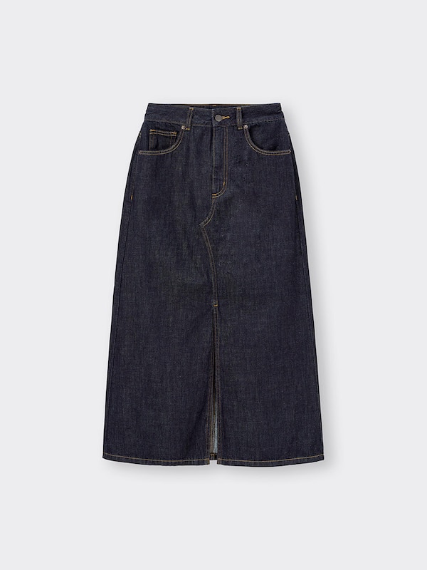 デニムフロントスリットロングスカート(丈標準86.0～93.0cm)