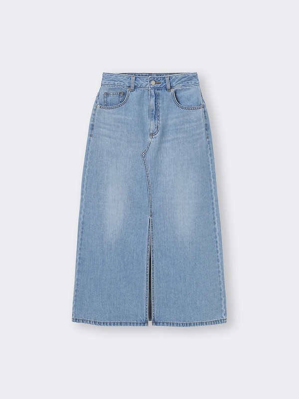 デニムフロントスリットロングスカート(丈標準86.0～93.0cm)