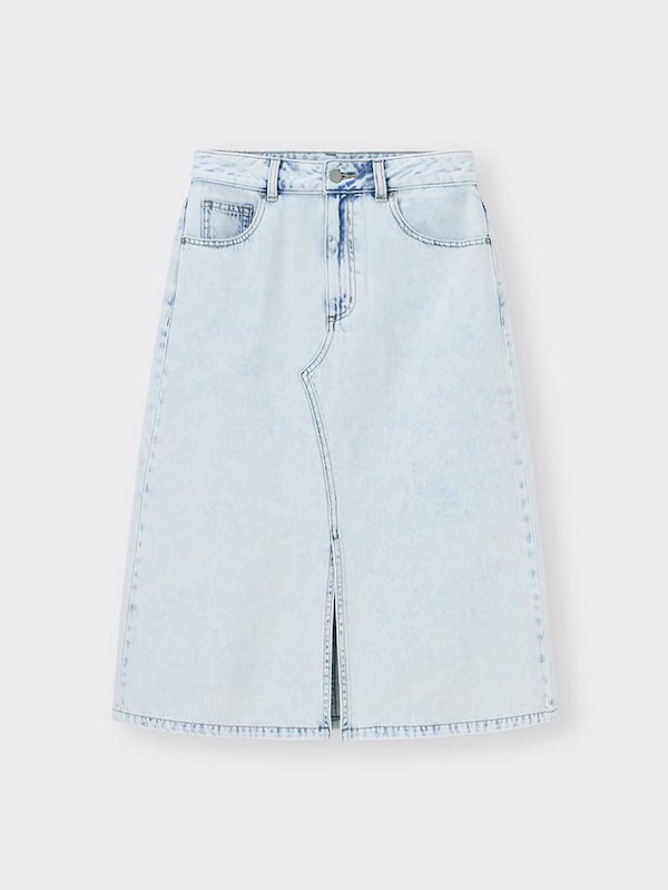 デニムフロントスリットミディスカート+EC(丈短め74cm～78cm)