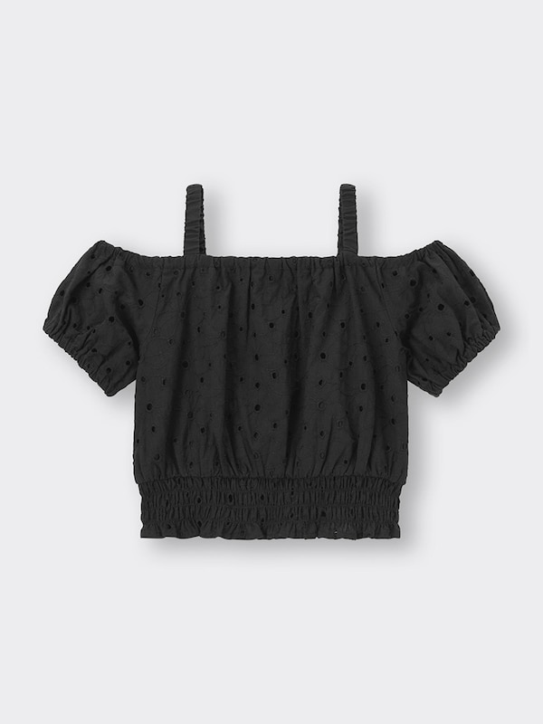 GIRLSオフショルダーコットンレースブラウス(半袖)