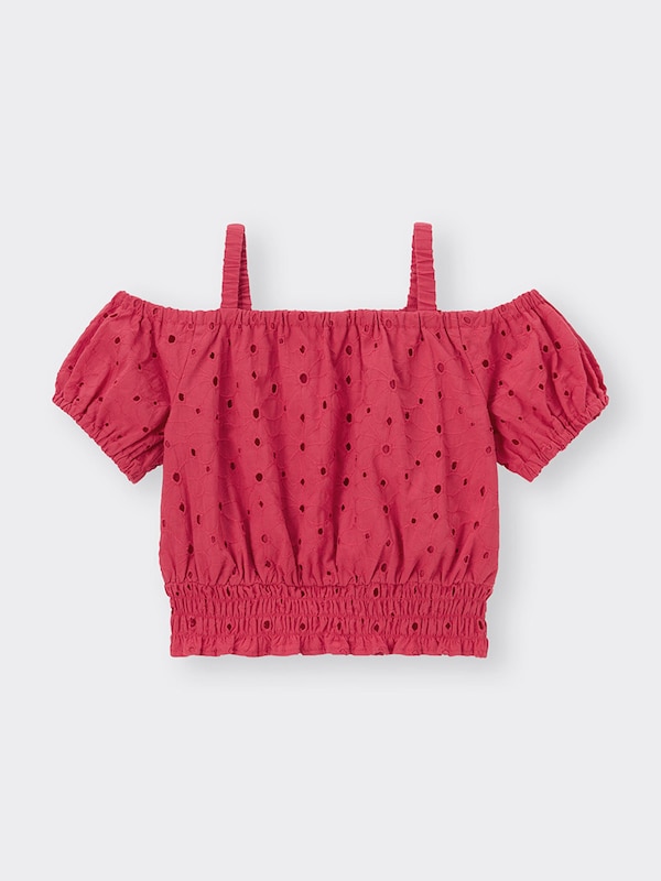 GIRLSオフショルダーコットンレースブラウス(半袖)