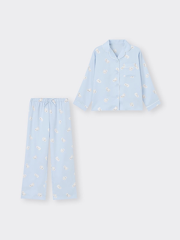 GIRLSサテンパジャマ(長袖&ロングパンツ)(ポーラーベア)+E