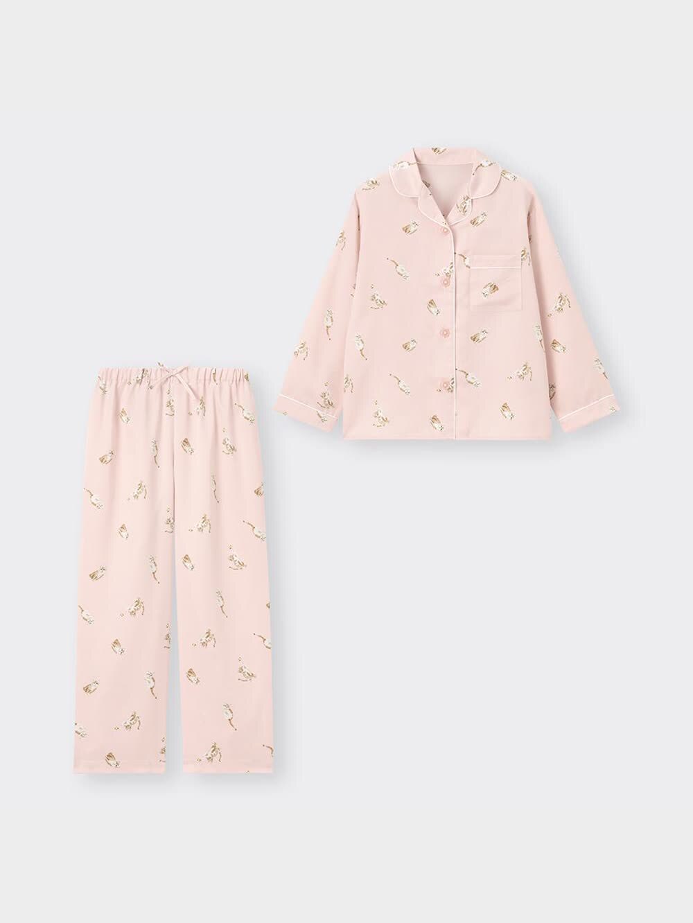 ばんび⭐︎ホテル Hiramatsu パジャマ レディース ヴィンテージサテンパジャマ長袖＆ロングパンツ/セット