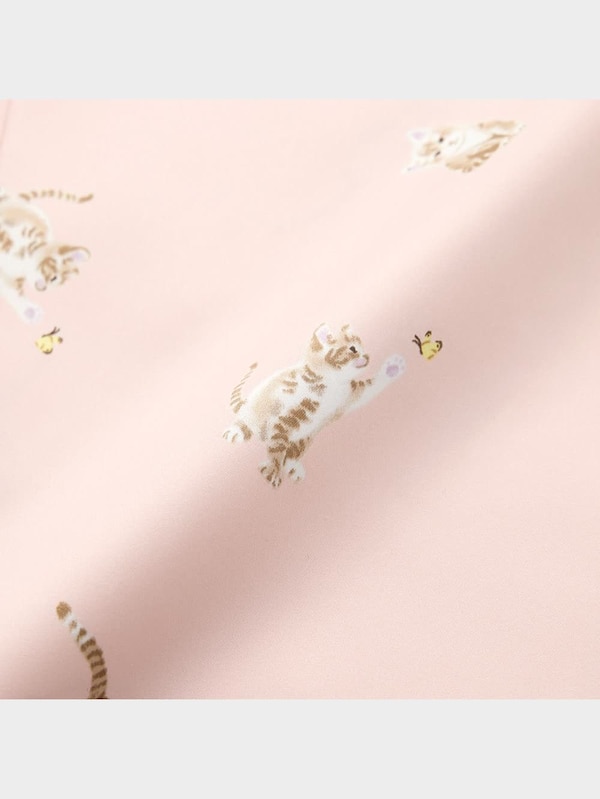 GIRLSサテンパジャマ(長袖&ロングパンツ)(キャ  ット)+E