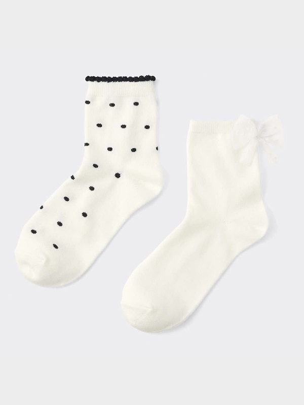 KIDS(男女兼用)ソックス2P(リボン/ドット)