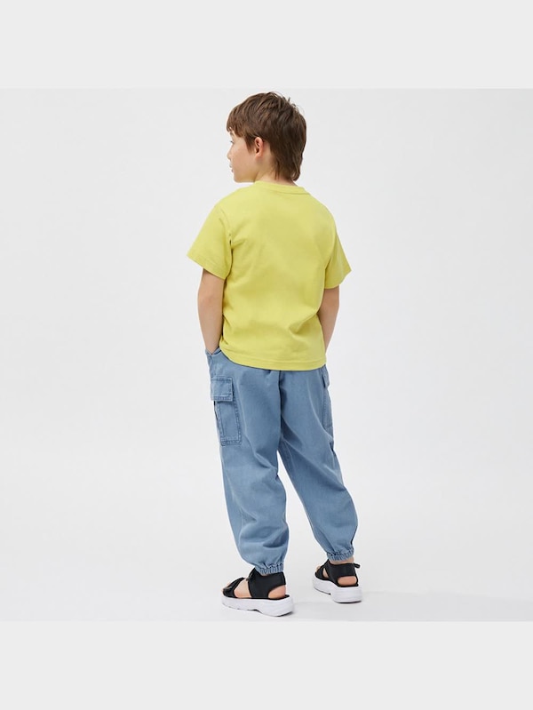 KIDS(男女兼用)デニムワイドカーゴジョガーパンツ