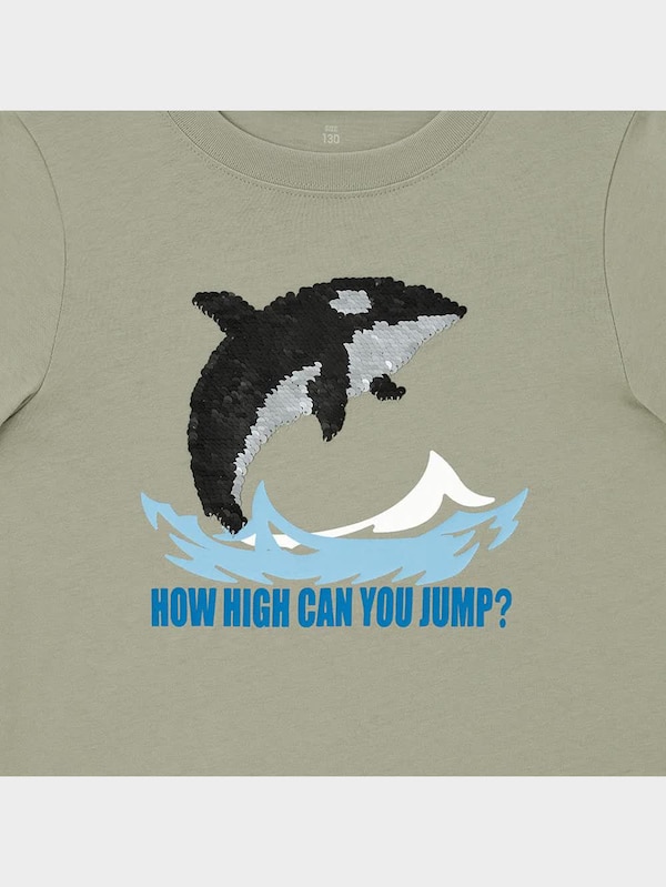 KIDS(男女兼用)スパンコールT(半袖)(シャチ)+E