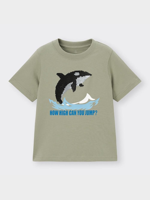 KIDS(男女兼用)スパンコールT(半袖)(シャチ)+E