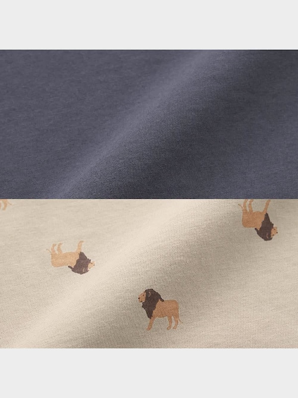 KIDS(男女兼用)コットンラウンジセット(半袖&ショートパンツ)(ライオン)