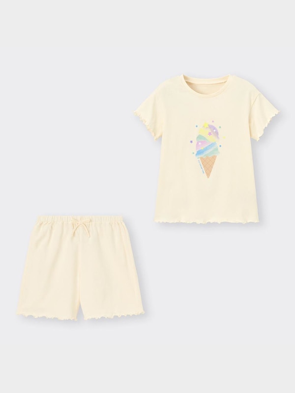 GIRLSコットンラウンジセット(半袖&ショートパンツ)(アイスクリーム)