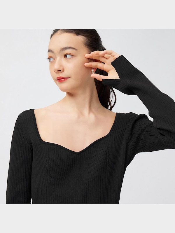 リブニットミニワンピース(長袖)Q+EC(米国仕様)