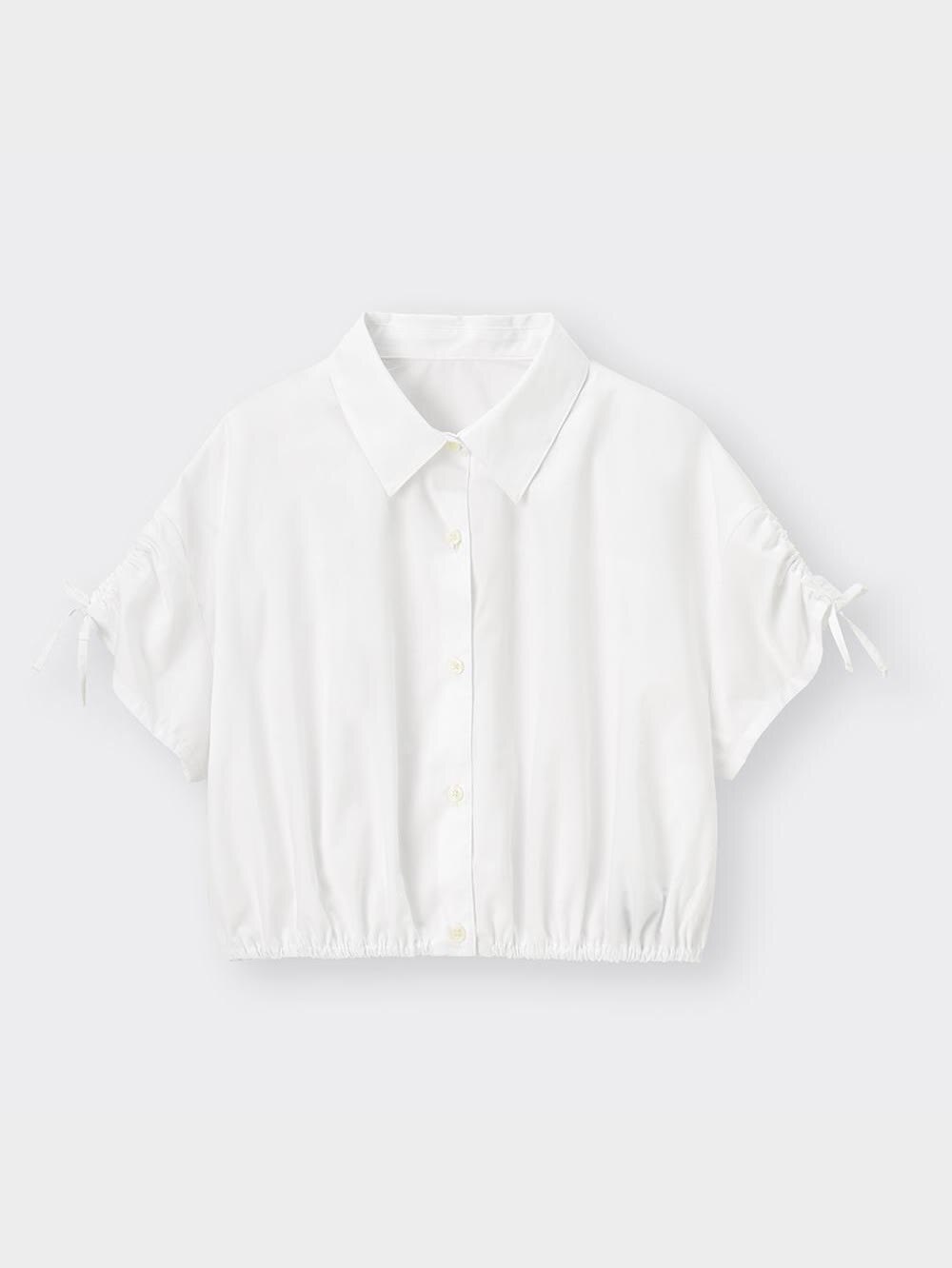 GU公式 | GIRLSクロップドギャザーシャツ(半袖)JR