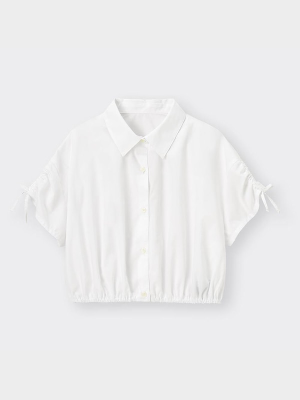 GIRLSクロップドギャザーシャツ(半袖)JR