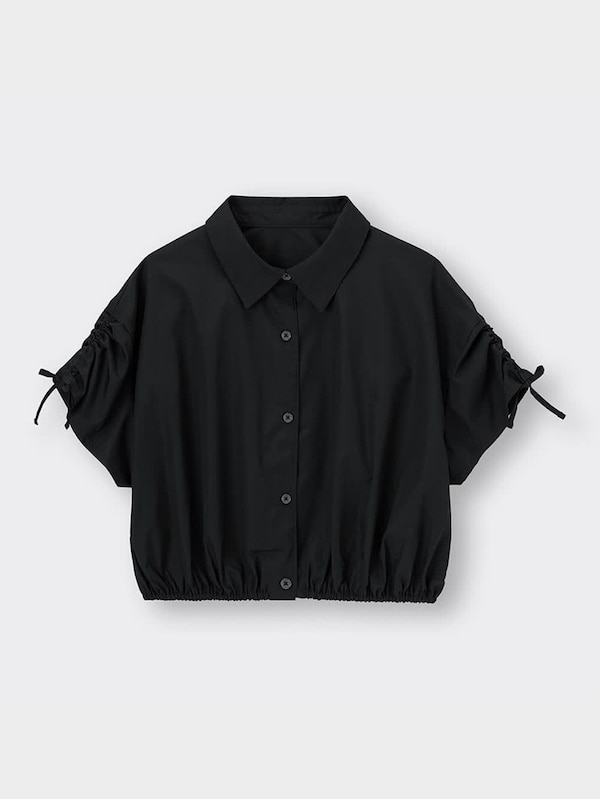 GIRLSクロップドギャザーシャツ(半袖)JR