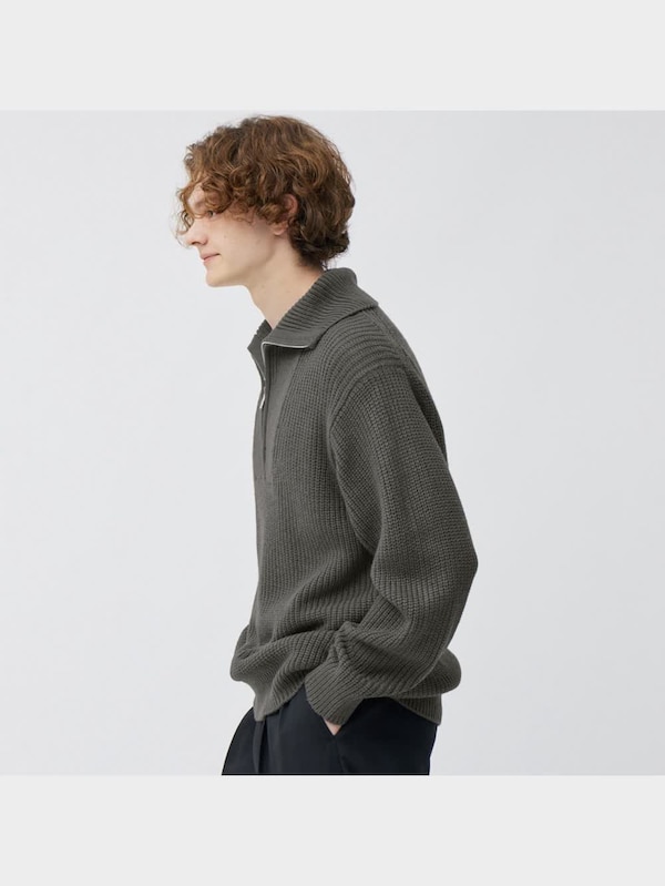 ローゲージハーフジップセーター(長袖)