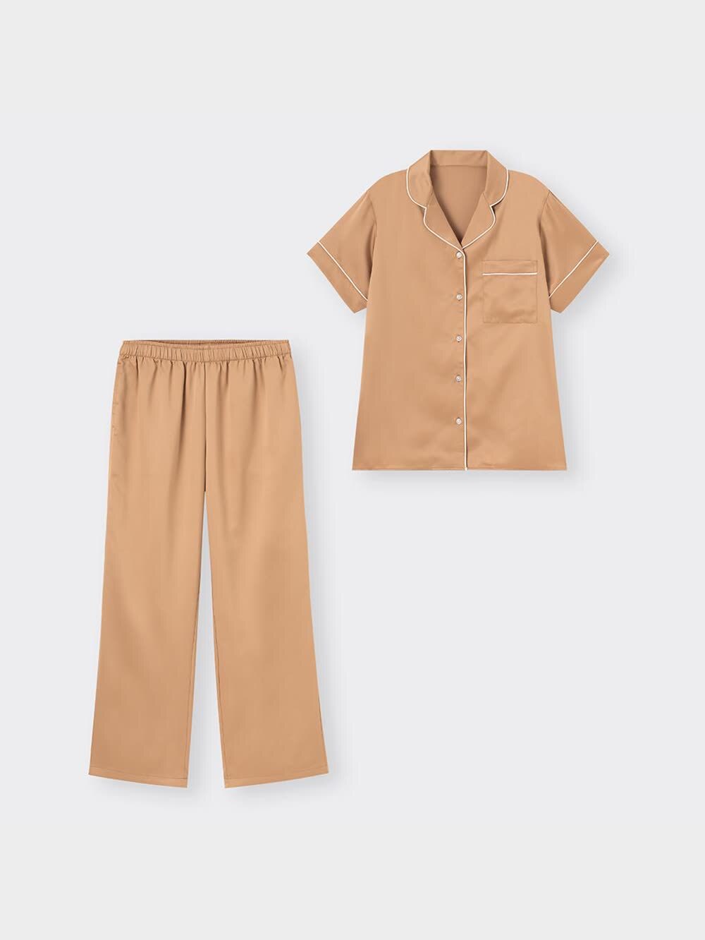 GU公式 | サテンパジャマ(半袖&ロングパンツ)+X