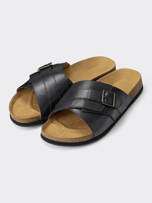 レザークロスストラップサンダル+E