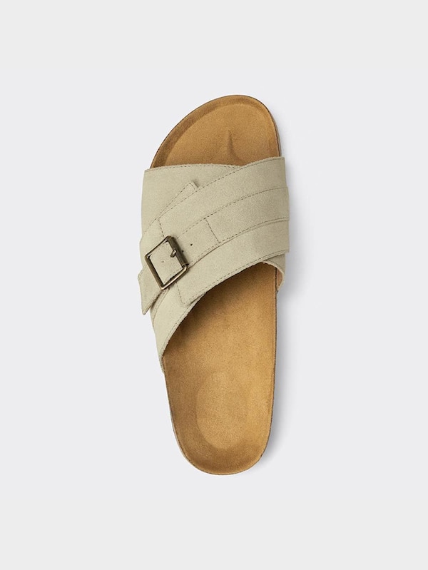 レザークロスストラップサンダル+E