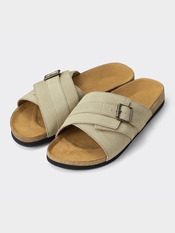 レザークロスストラップサンダル+E