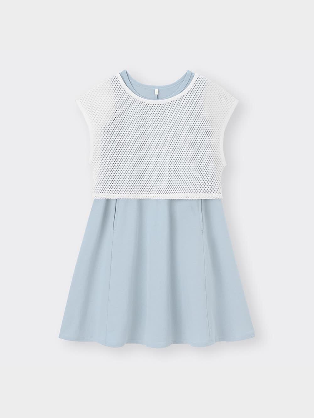 ねぢまきどり GU公式 | GIRLSメッシュレイヤードワンピース(半袖)