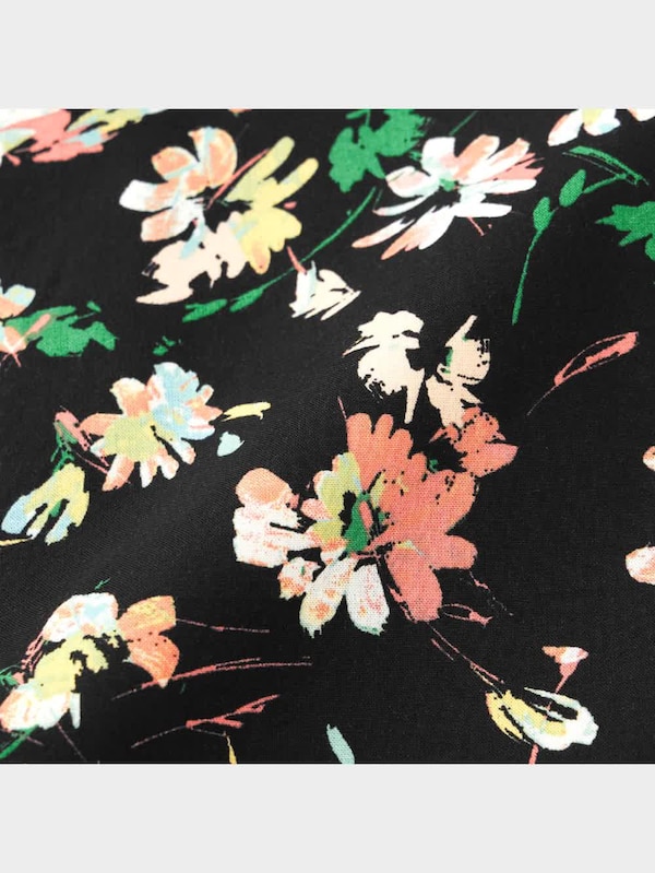 Vネックプリントミニワンピース(半袖)(フラワーB)+X