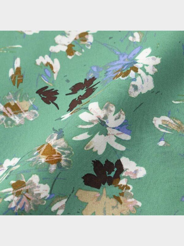 Vネックプリントミニワンピース(半袖)(フラワーB)+X