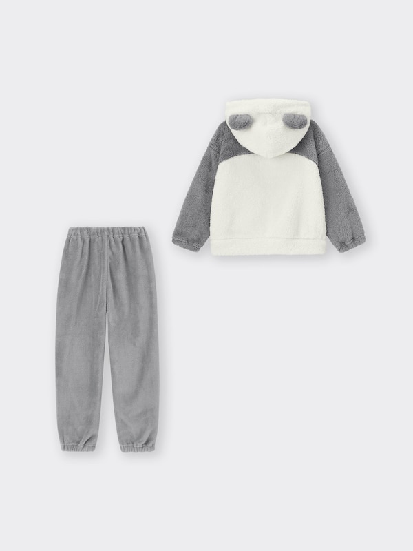 KIDS(男女兼用)マシュマロフィールパーカセット(パンダ)(長袖&ロングパンツ)