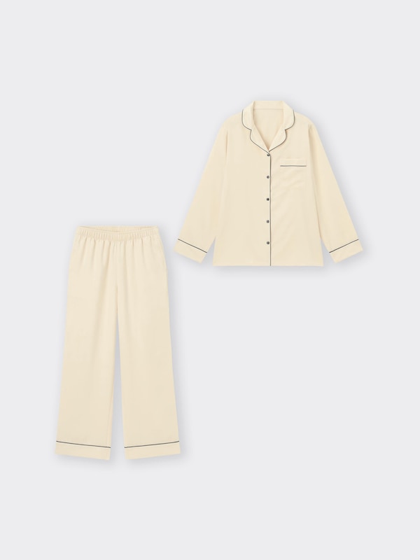 サテンパジャマ(長袖&ロングパンツ)