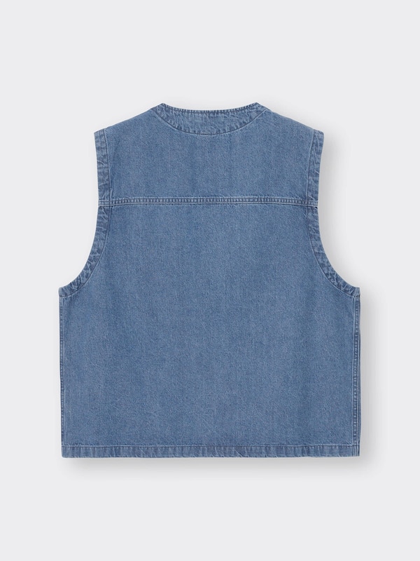 デニムマルチポケットベスト(セットアップ可能)