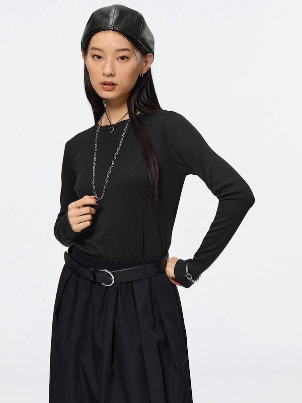 ソフトリブクルーネックT(長袖)