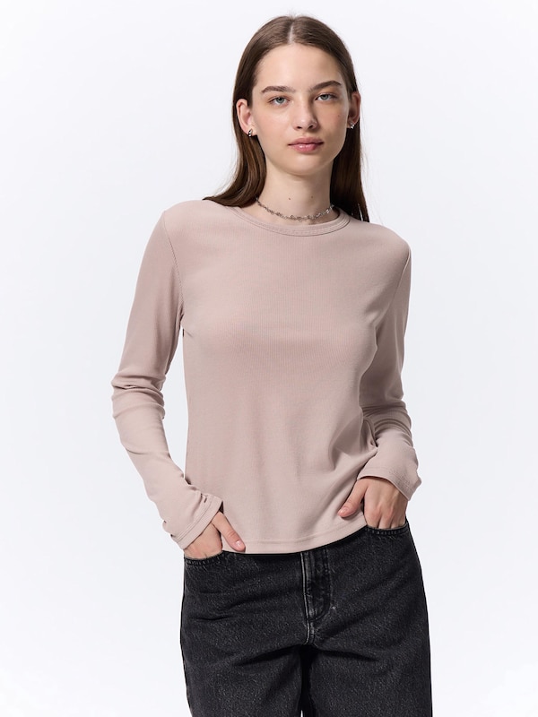 ソフトリブクルーネックT(長袖)