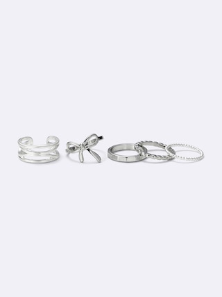 メタルリボンリング5P 【レディース】 【グッズ】【GU公式/ジーユー】 【SILVER】 メタルリボンリング5P 【レディース】 【グッズ】【GU公式/ジーユー】 【SILVER】