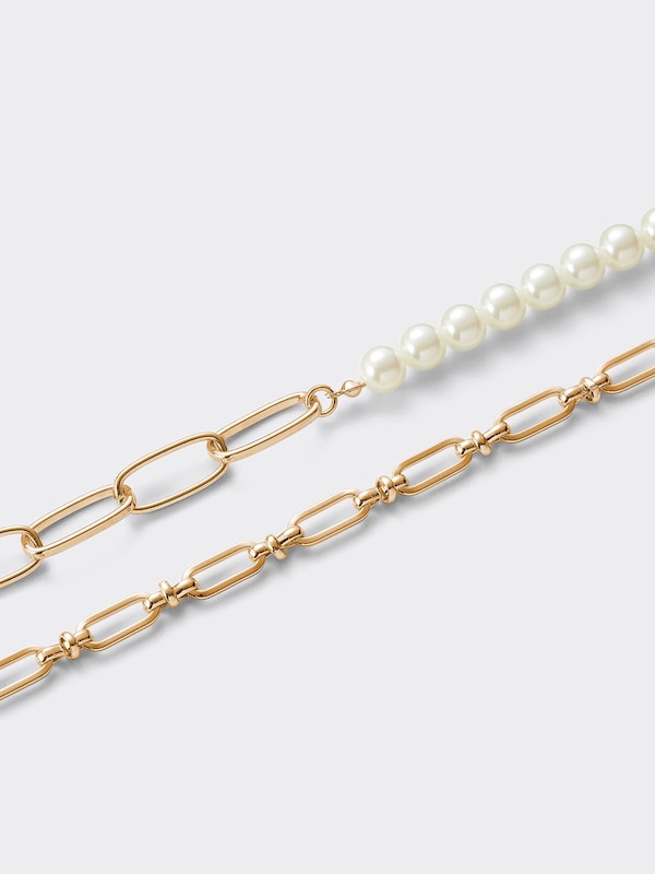 メタル&パールライクボリュームネックレス