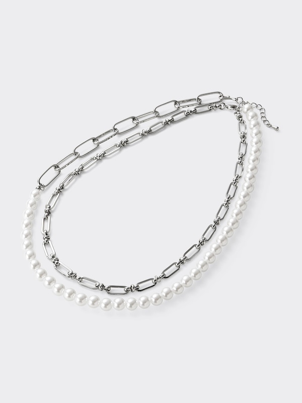 メタル&パールライクボリュームネックレス