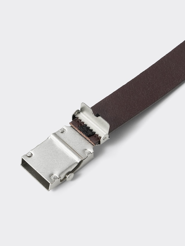 レザーメタルバックルナローロングベルト