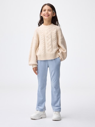 GIRLSヌクヌクニットコールフレアパンツ 【KIDS・TEEN】 【キッズ パンツ・スカート】【GU公式/ジーユー】 【LIGHT BLUE】