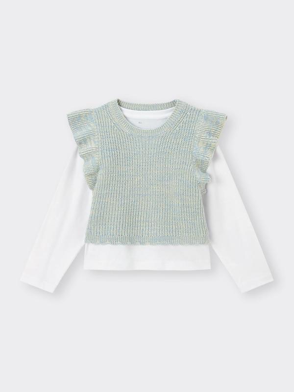 GIRLSニットベストレイヤードT(長袖)