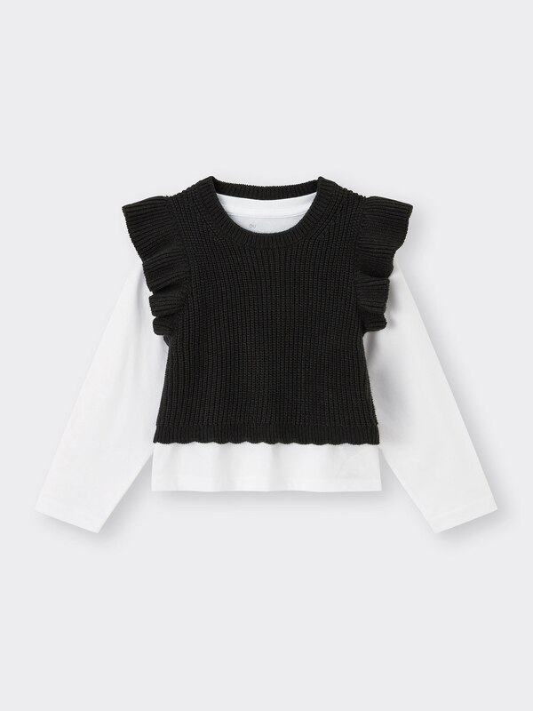 GIRLSニットベストレイヤードT(長袖)