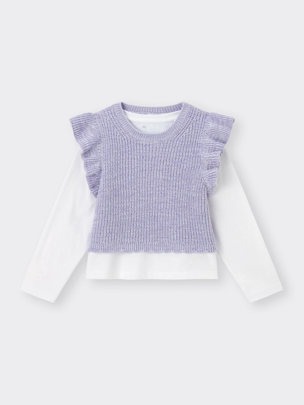 GIRLSニットベストレイヤードT(長袖)