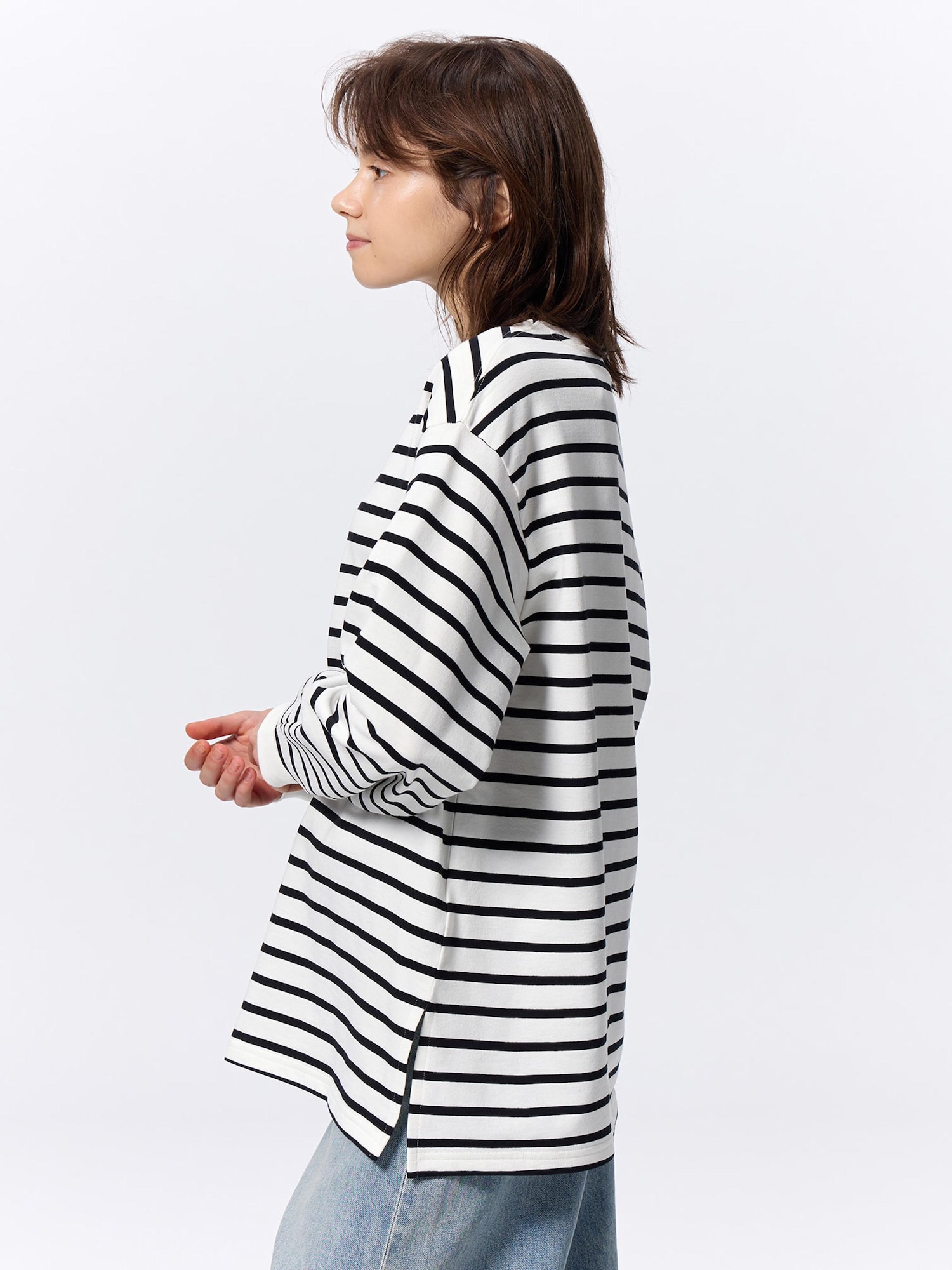 綺麗】サイズL マルニ 長袖 スウェット ジップアップ ボーダー