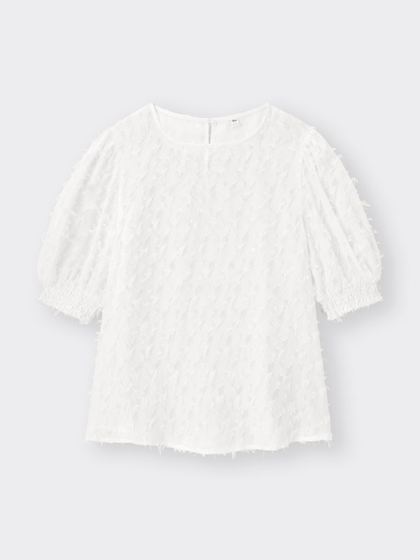 カットジャカードブラウス(5分袖)Z+E