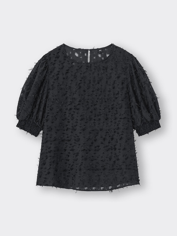 カットジャカードブラウス(5分袖)Z+E