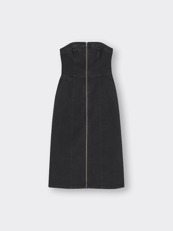 デニムフロントジップワンピース