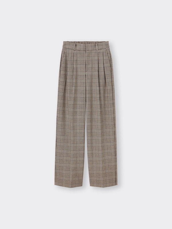 タックワイドパンツ(チェック)+EC(丈長め80.0cm)