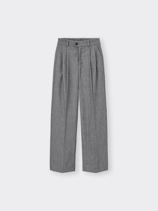 ヘリンボーンタックワイドパンツ+EC(丈長め80.0cm)