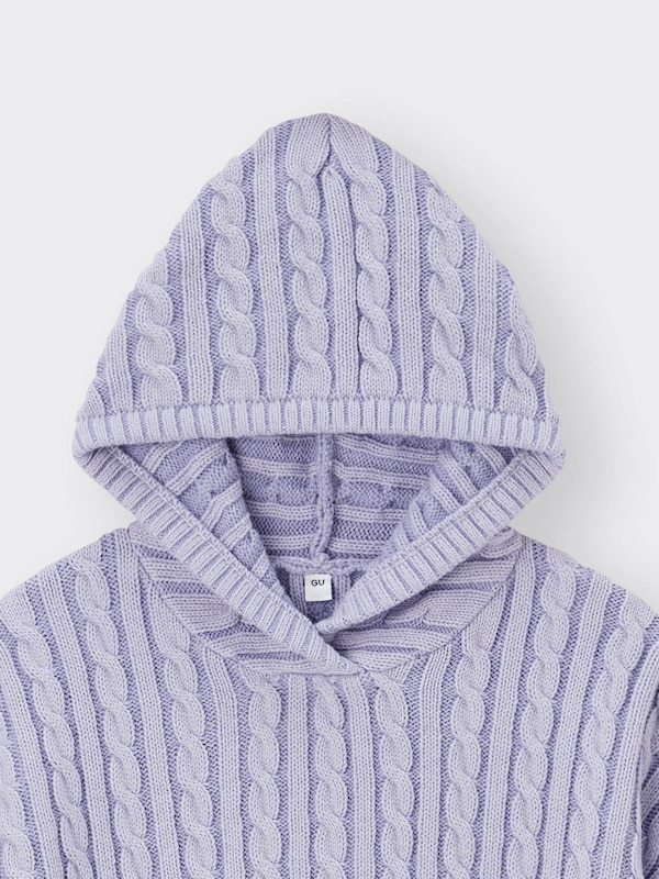 GIRLSケーブルニットクロップドパーカJR