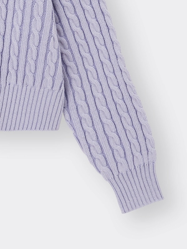 GIRLSケーブルニットクロップドパーカJR