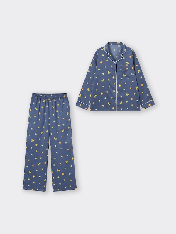 サテンパジャマ(長袖&ロングパンツ)(ミックスフルーツ)