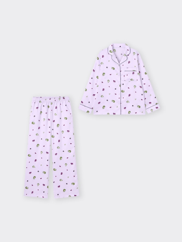 サテンパジャマ(長袖&ロングパンツ)(ミックスフルーツ)